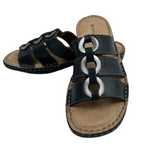 Naturalizer Womens Black Carney Leather Top Slip On Open Toe Sandals Size 6M